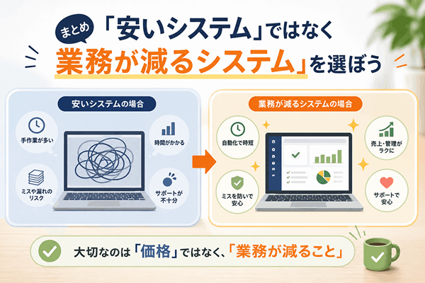 まとめ｜一番安いシステムではなく、手作業が一番減るシステムを選ぶ