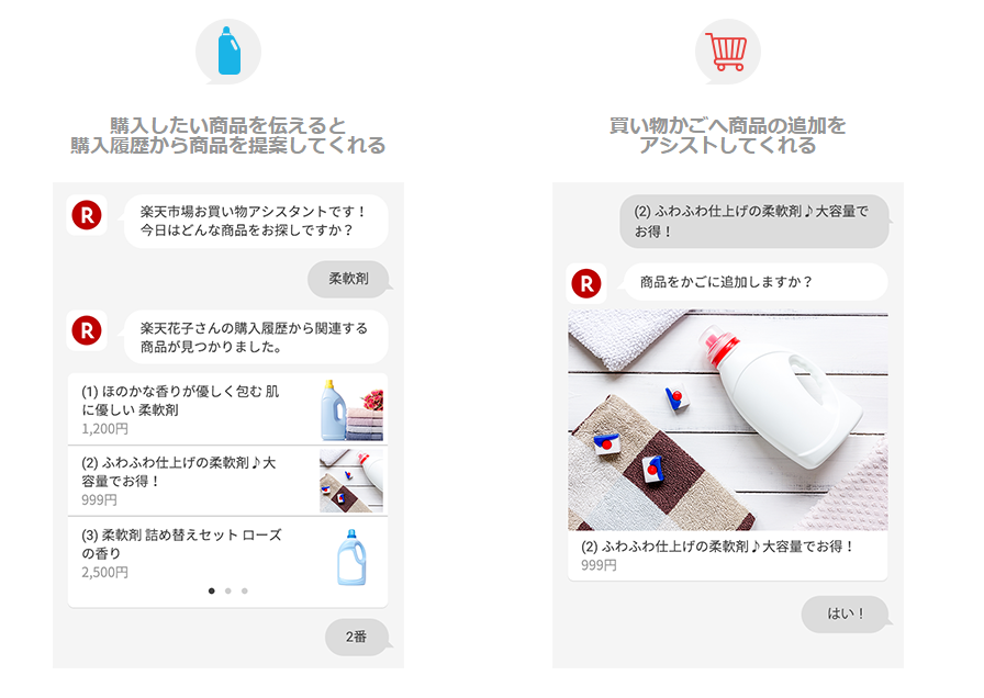 音声だけで楽天へのログインや商品表示も可能に