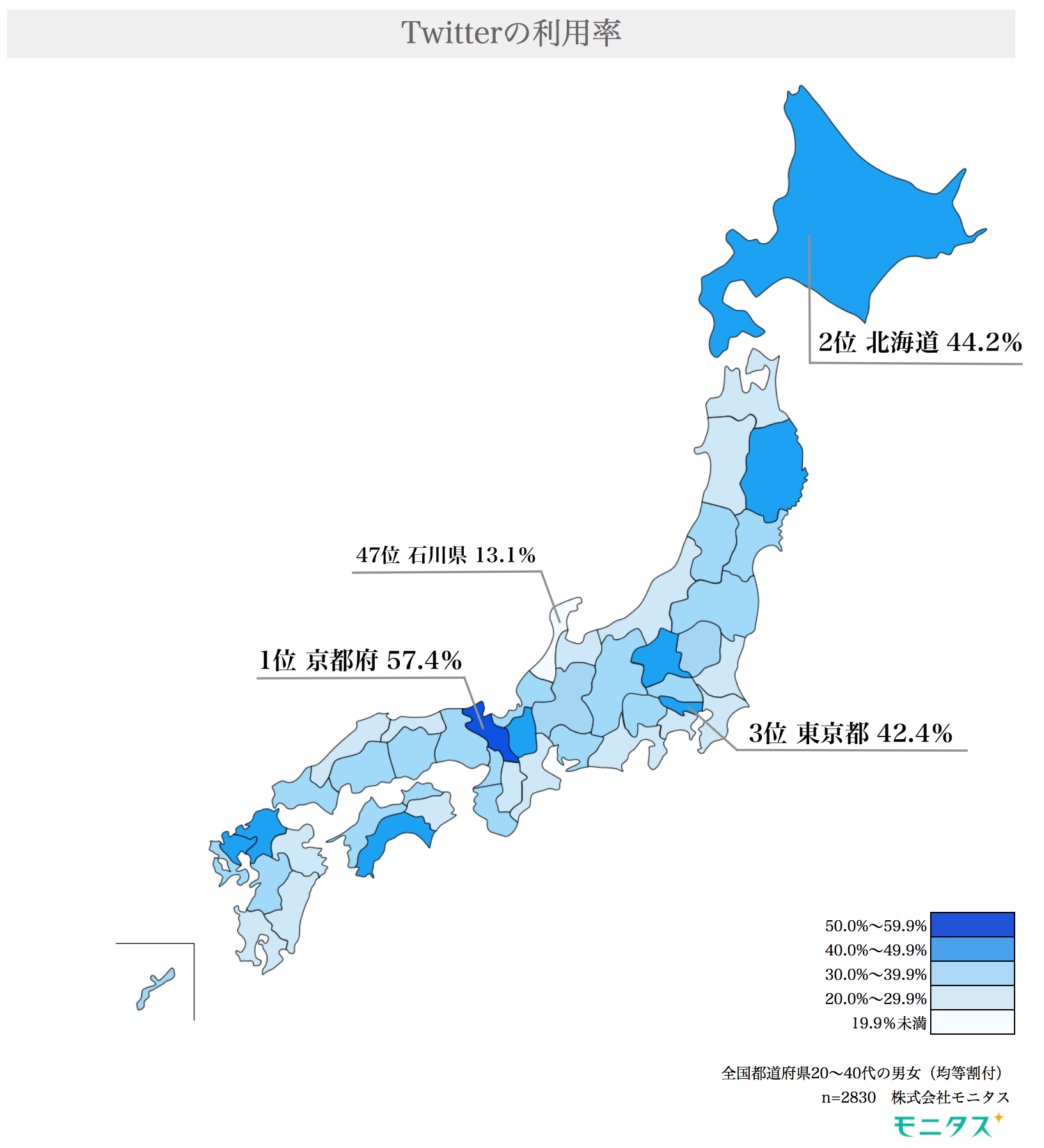 3大sns 都道府県別の利用率 に関する調査で判明する顕著な県民性 モニタス調べ Ecのミカタ