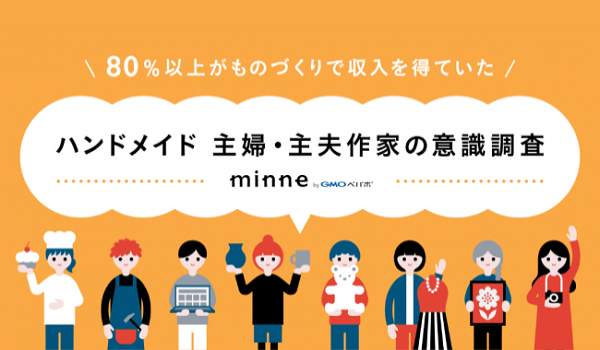 月に1万円以上の収入を得ている作家が4割超！「ハンドメイド主婦・主夫作家の意識調査」が実施される【minne byGMOペパボ調べ】
