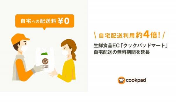  クックパッドマート、自宅配送無料期間の延長を決定