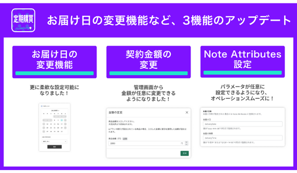 Shopifyアプリ「定期購買」が3機能をアップデート、お届け日の変更、契約金額の変更など