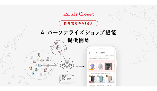 「airCloset」、史上初のパーソナルレコメンドAIを活用した「AIパーソナライズショップ機能」を提供開始