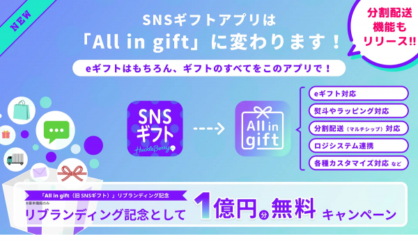 Shopifyアプリ「SNSギフト」が「All in gift」へリブランディング