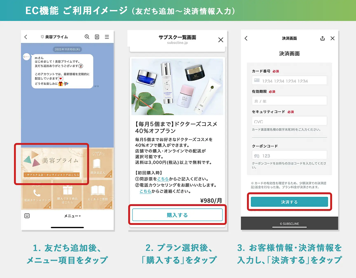 サブスクライン「EC機能」の特徴と概要