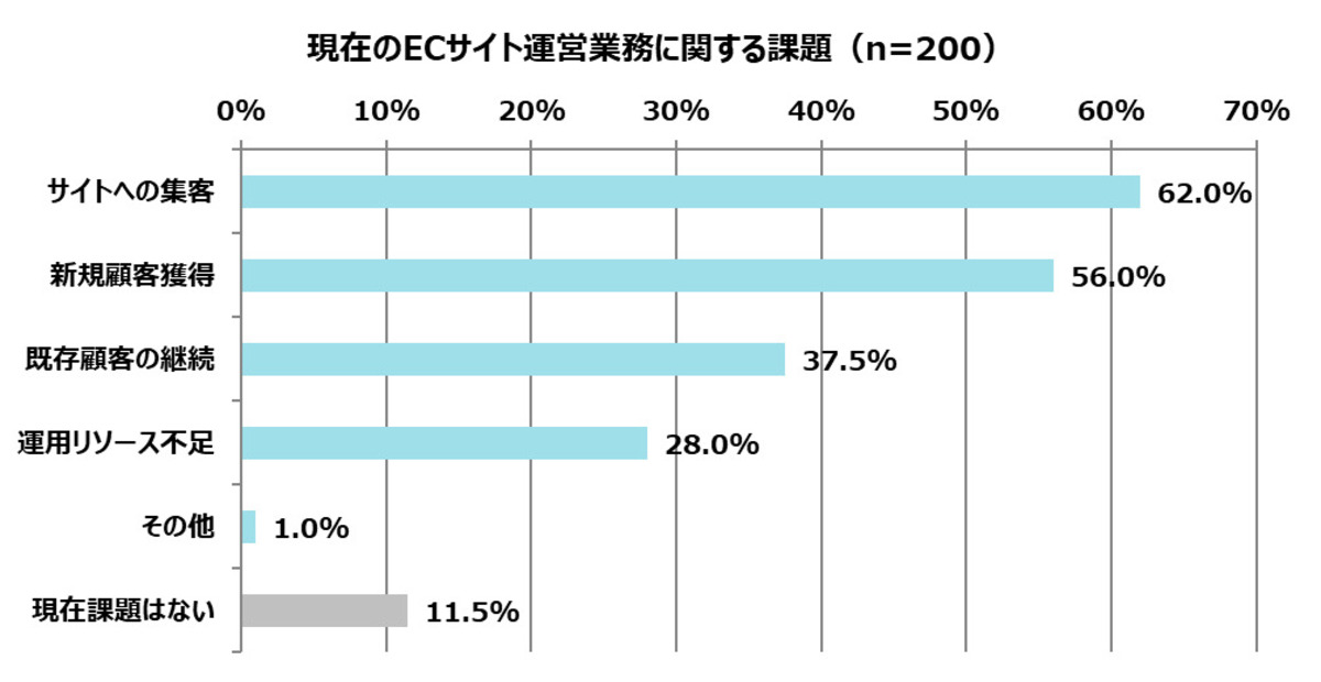 Q4.ECサイト運営業務での課題は？（複数回答）＜n=200＞