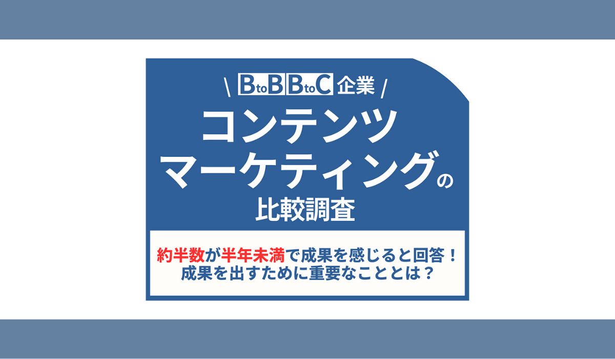 【BtoB／BtoC企業コンテンツマーケ比較調査】約半数が半年未満で成果を感じると回答！成果を出すために重要なこととは？