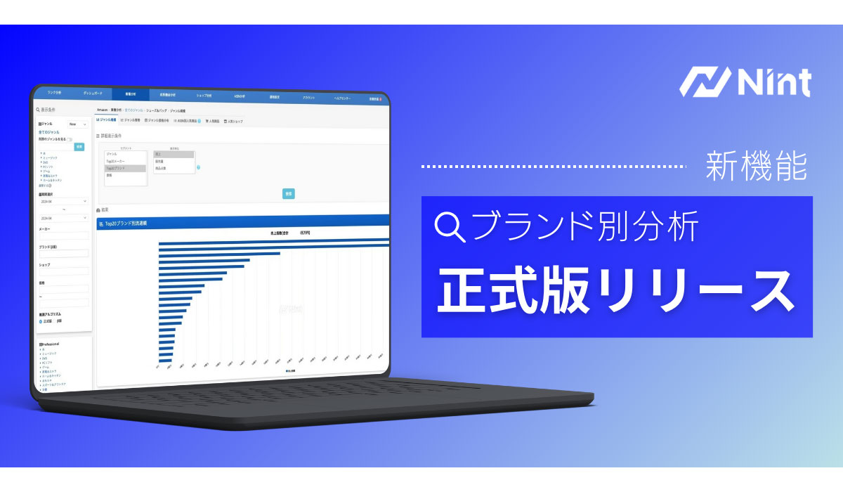 EC分析ツール「Nint ECommerce」、ブランド別分析機能を正式リリース