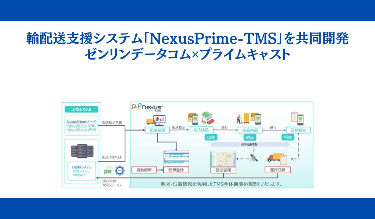 輸配送支援システム「NexusPrime-TMS」を共同開発 ゼンリンデータコム