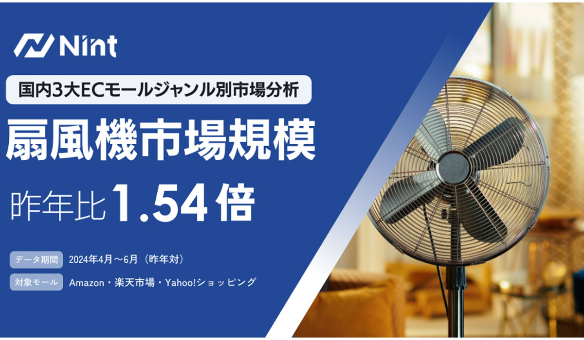 ECモールの扇風機市場規模は1.54倍で急速に拡大（2024年4月～6月）