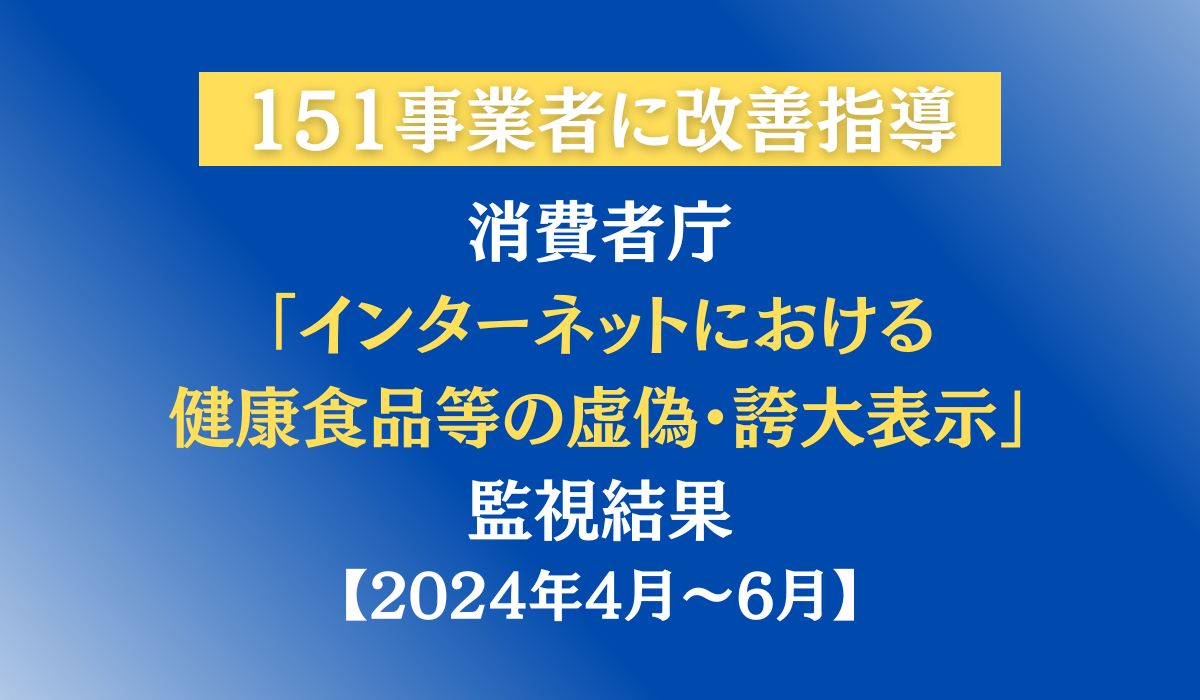 インターネットにおける健康食品等の虚偽・誇大表示に 対する改善指導について（令和６年４月～６月） 