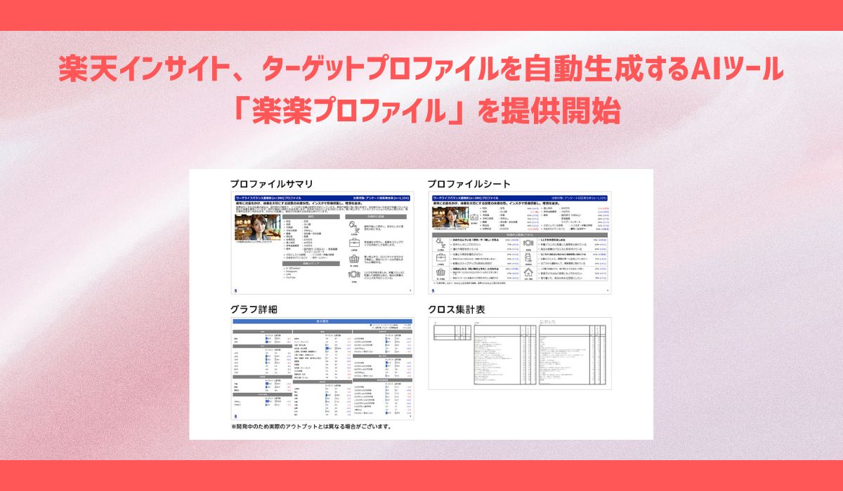 楽天インサイト、ターゲットプロファイルを自動生成するAIツール 「楽楽プロファイル」の提供を開始