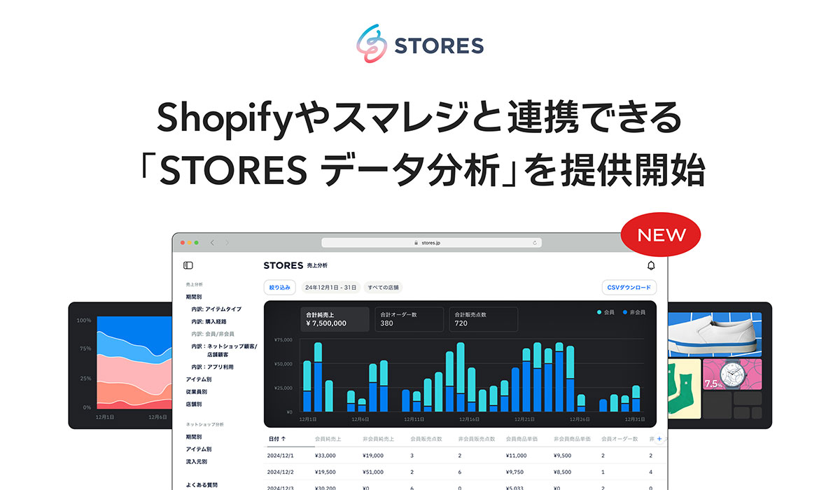 Shopifyやスマレジと連携できる「STORES データ分析」を提供開始