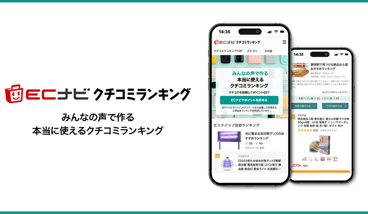 ポイントサイト「ECナビ」、みんなの声で作る本当に使えるクチコミランキング「ECナビ クチコミランキング」をリリース