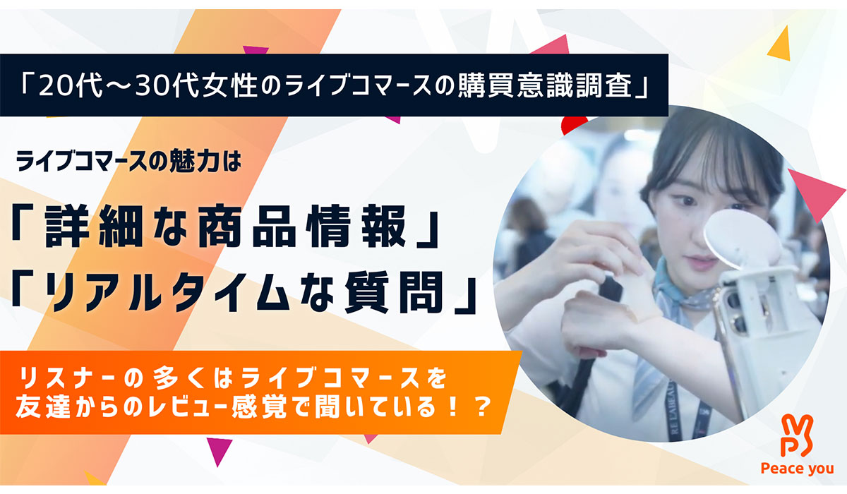 ライブコマースアプリ「Peace you LIVE」、20代～30代女性のライブコマースの購買意識に関する調査結果を発表