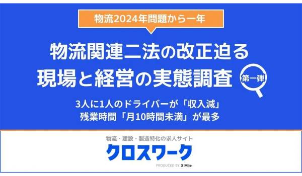 トラックドライバーの3割以上が「残業が減り、収入が減少」　X Mile調査