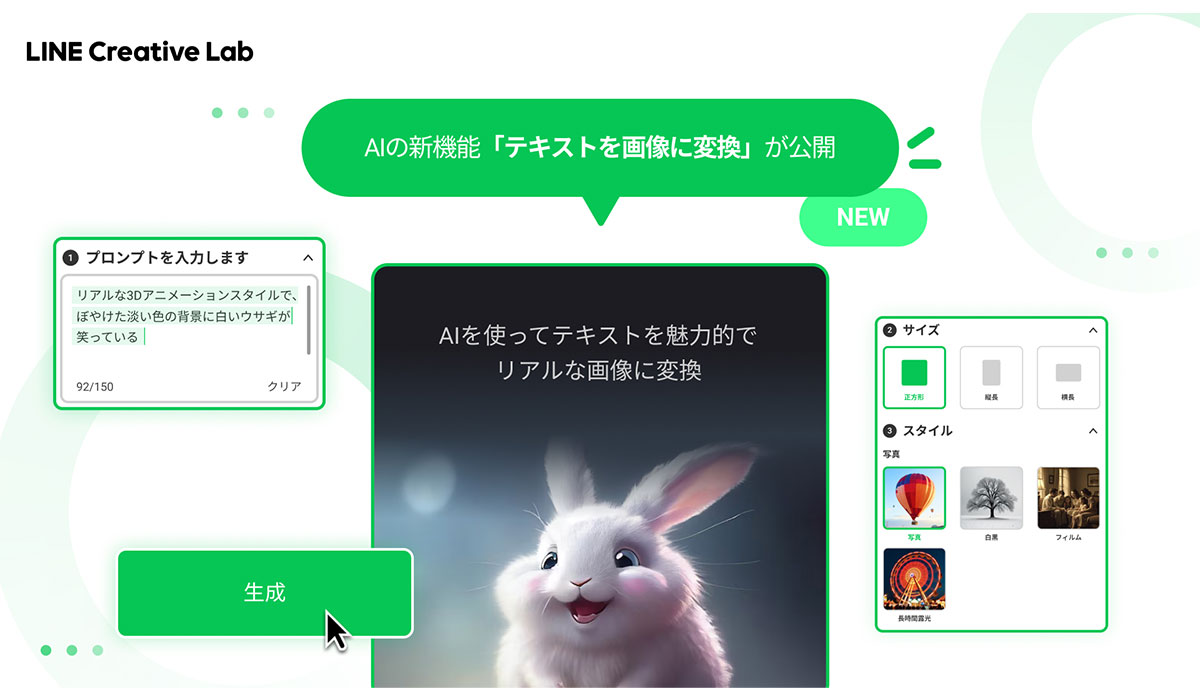 ビジネス用クリエイティブツール「LINE Creative Lab」で、生成AIによるテキストからの画像生成機能を提供開始