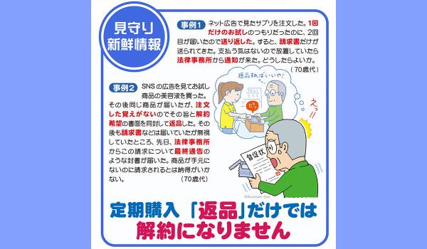 定期購入　「返品」だけでは解約になりません