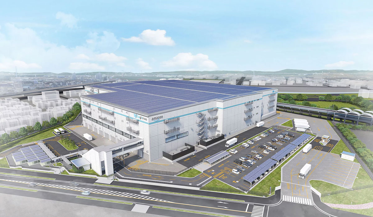 国内最大規模の地中熱空調やAmazonとして世界初となる壁面太陽光発電を導入するAmazonの西日本最大の拠点が誕生