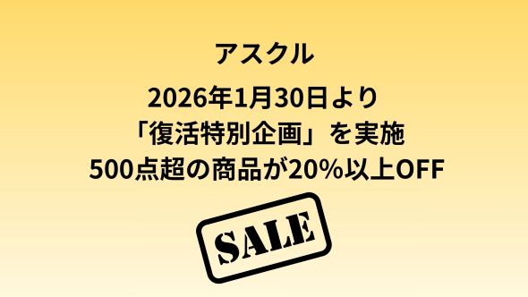 アスクル、事業所向け「復活特別企画」を1月30日から実施　オリジナル商品500点以上を20％以上の大幅値下げ！