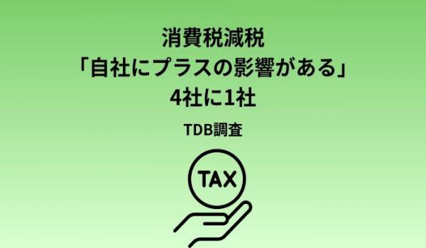 消費税「減税」、 自社へのプラス影響は4社に1社にとどまる　5割近くの企業で影響はないと見込むも、限定的な減税に対しては、一部業種で不利益懸念の声も