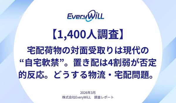 【1400人調査】宅配荷物の対面受取りは現代の“自宅軟禁”。置き配は4割弱が否定的反応。どうする物流・宅配問題。