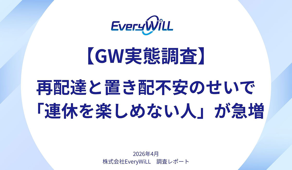 【GW・宅配荷物の受取り実態調査】再配達と置き配の不安のせいで「連休を楽しめない人」が急増
