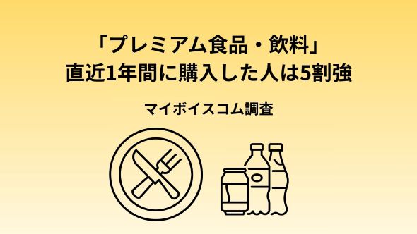【プレミアム食品・飲料に関する調査】直近1年間にプレミアム食品・飲料を購入した人は5割強。購入理由は「おいしいものを味わいたい」4割強、「贅沢な気分を味わいたい」3割強、「自分へのご褒美」3割