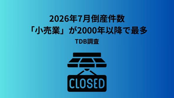 【全国企業倒産集計】2026年7月の倒産件数は1037件、2カ月連続の1000件超え　リーマン・ショック後の高い水準に