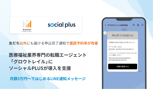 医療福祉業界専門の転職エージェント「グロウトレイル」に 「ソーシャルPLUS」が導入支援