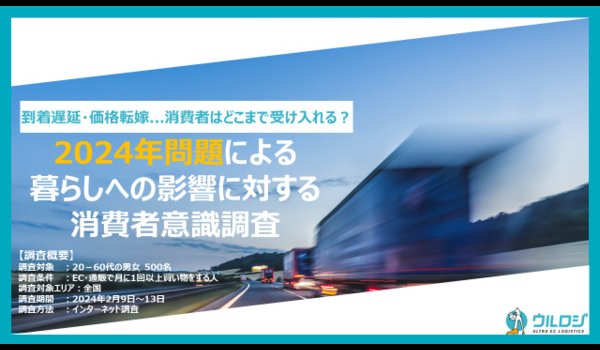 【2024年問題_消費者意識調査】価格転嫁や到着遅延などの2024年問題によって生じる物流課題を受け入れられる消費者の割合などを調査