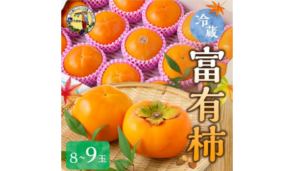 【福岡県うきは市ふるさと納税】期間限定！道の駅うきは 冷蔵富有柿 8玉から9玉が受付中！甘み豊かな旬の冷蔵富有柿をお届け